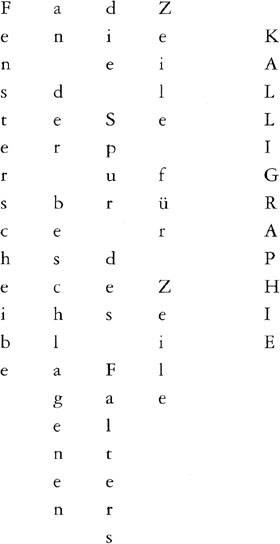 KALLIGRAPHIE // Zeile für Zeile / die Spur des Falters / an der beschlagenen / Fenterscheibe.