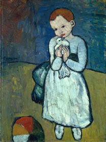 Pablo Picasso, Kind mit Taube, Öl auf Leinwand 1901, Privatbesitz, National Gallery London Pablo Picasso, Kind mit Taube, Öl auf Leinwand 1901, Privatbesitz, National Gallery London