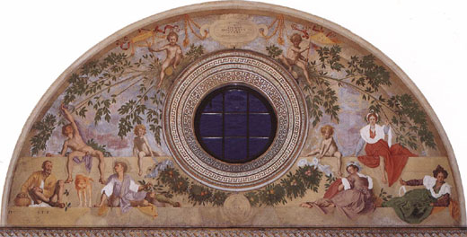 Jacopo Pontormo, Virtuno e Pomona, Fresko, 1519-1521, Villa Medici di Poggio a Caiano, Firenze Jacopo Pontormo, Virtuno e Pomona, Fresko, 1519-1521, Villa Medici di Poggio a Caiano, Firenze