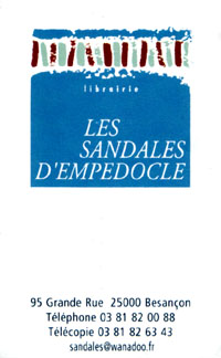 Lesezeichen Librairie 'Les sandales d'Empedocle'